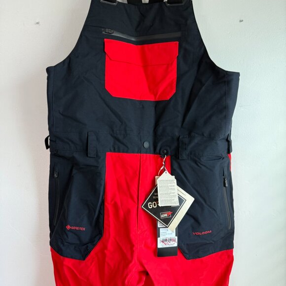 NWT Volcom Crimson Red & Black Rain GORE-TEX Bib Snowboard Pants - Picture 6 of 8
